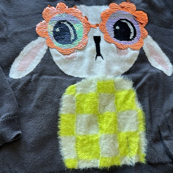 H&M girls sweater size 6-8 yr girls bunny sequin fuzzy - Picture 2 of 4